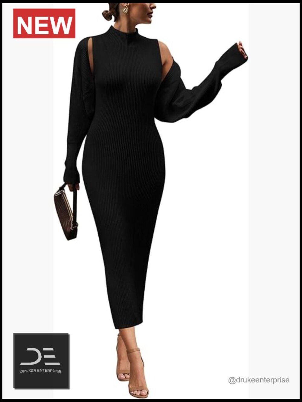 Women's 2 Piece Knit Crop Cardigan Sweater Maxi Dress Set Fall Outfit